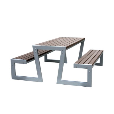 2 seat classic outdoor wood dining table and benches furniture