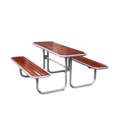 square outdoor metal wood dining table and benches outdoor furniture